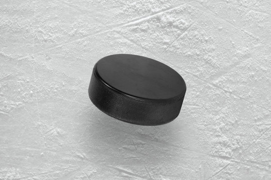 Hockey puck on ice