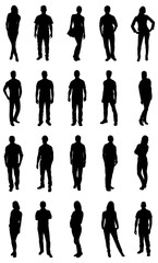 Set Of Trendy People Silhouettes
