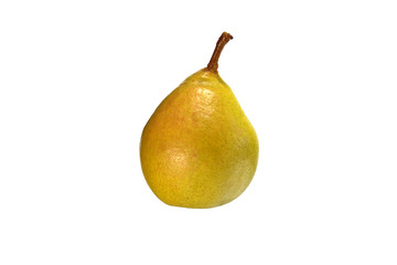 Beautiful yellow pear close-up on a white background.
