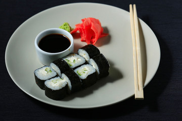 rolls portion serving traditional Japanese cuisine