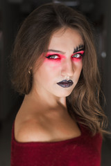 Fototapeta premium Portrait of sexual beautiful girl with fashion make-up