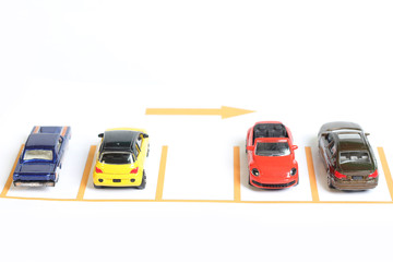 Toy cars on parking