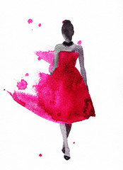 femme avec une robe élégante .aquarelle abstraite .fond de mode