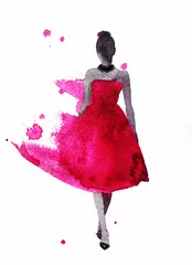 Papier Peint photo Visage aquarelle femme avec une robe élégante .aquarelle abstraite .fond de mode