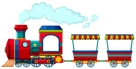 Red train with two carriages © GraphicsRF