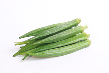 fresh okra isolated on a white background
