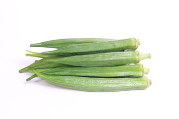 fresh okra isolated on a white background