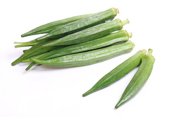 fresh okra isolated on a white background