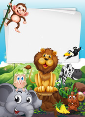 Obraz na płótnie Canvas Border design with wild animals