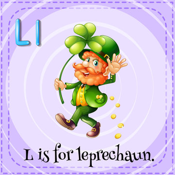Flashcard letter L is for leprechaun