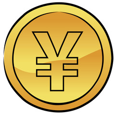 Japanese coin  sketch vector icon image