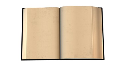 open old blank book isolated on white background