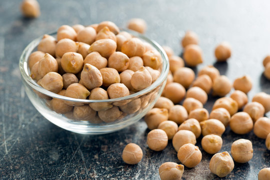 uncooked chickpeas in bowl