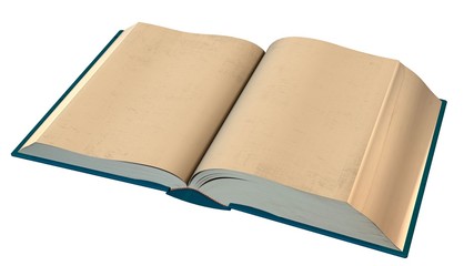 open old blank book isolated on white background