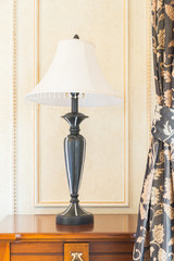 Pillow on bed and light lamp decoration in bed room