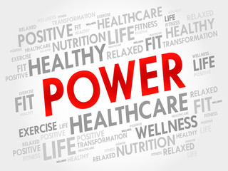 POWER word cloud, fitness, sport, health concept