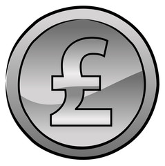 British sterling or pound coin vector icon image