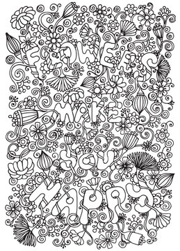 Doodle background in vector with doodles, flowers and paisley. 