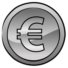Euro coin drawing vector icon image