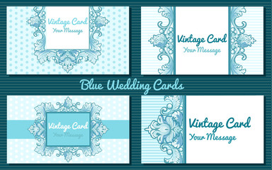 Invitation card in vintage style on a blue background