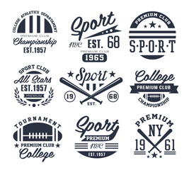 Monochrome Sport Emblems, Labels, Badges, Logos Vector