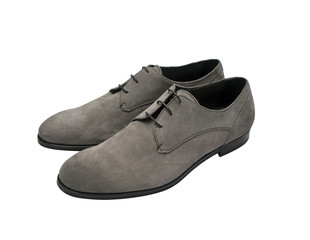 grey male shoes isolated on white background