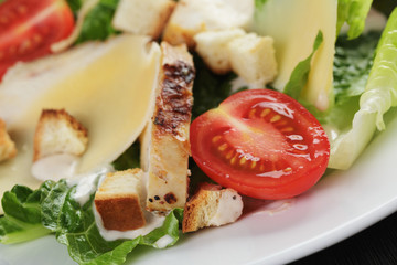 homemade caesar salad with chicken