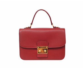 red luxury female handbag isolated on white background