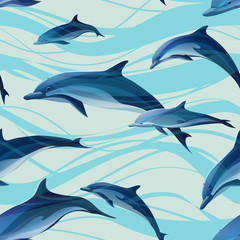 Obraz premium seamless texture with dolphins 1