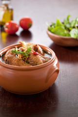 bowl with chicken wings soup