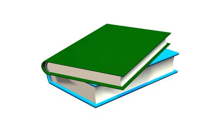 two colored books on white background