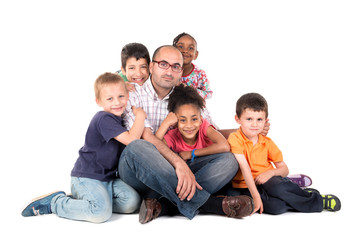Fototapeta premium teacher with kids