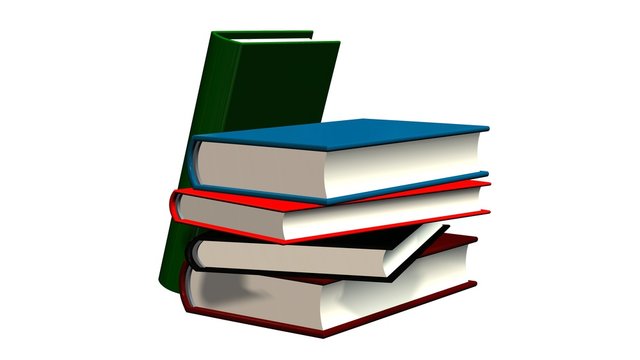 colored books Stack on white background