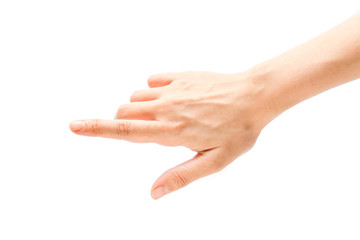 Woman hands on white background