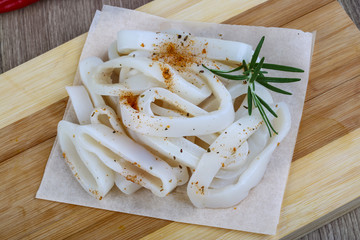 Raw squid rings
