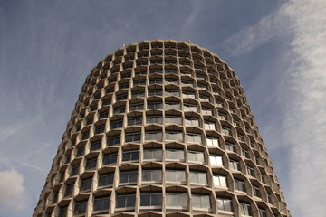 Brutalist style concrete building in the city of London, Great Britain