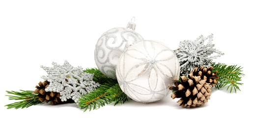 Christmas decoration balls with fir cones