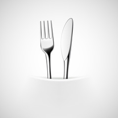 Fork and knife in a napkin.