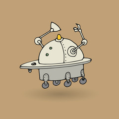 Cute robot doodle drawing