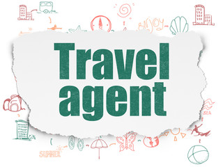 Vacation concept: Travel Agent on Torn Paper background