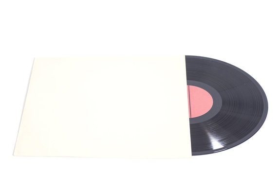 Old vinyl record in paper case