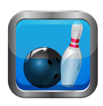 Bowling pin and ball vector button icon