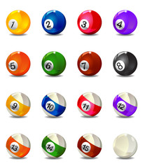 Complete billiard ball and cue vector icon image