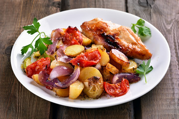 Grilled vegetable with chicken breast