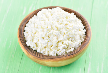 Curd cheese in bowl