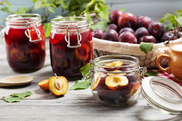 Homemade plum compote