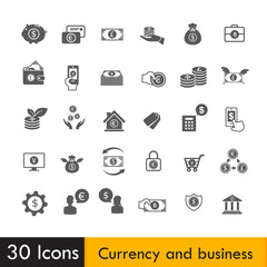 Set of Currency and business icon isolated on white background v