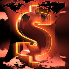 Dollar sign on earthmap