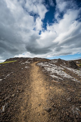 hiking trail on icelandic volcanic ash