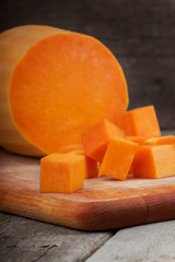pumpkin slices on a wooden board
